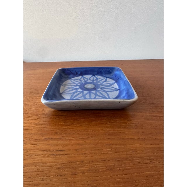 Blue 1960s Thomas Toft Mid Century Pottery Wall Plaque Plate For Sale - Image 8 of 11