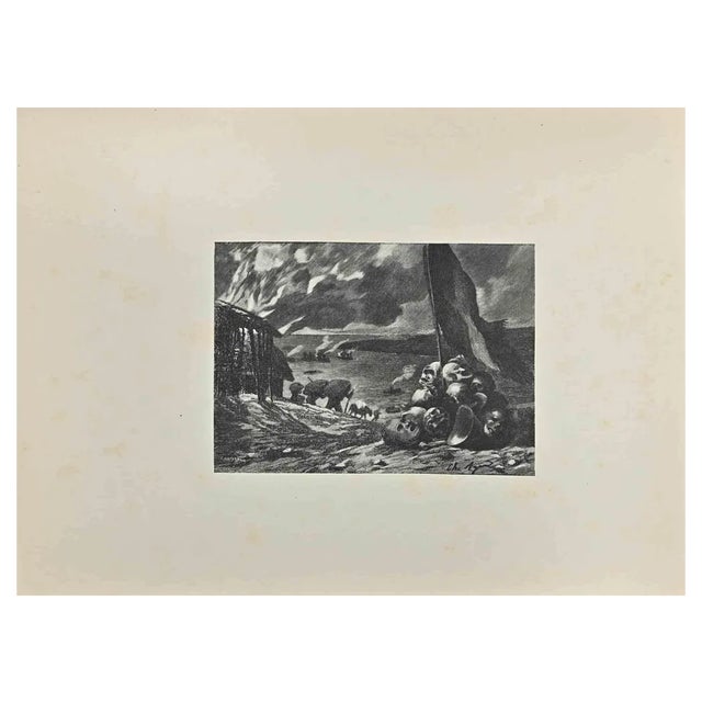 Georges Berger, Shadowing Death, Woodcut Print, Early 20th Century For Sale