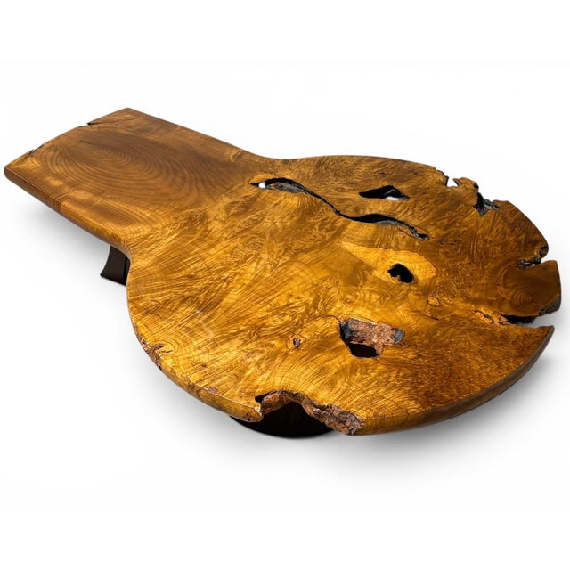Contemporary Live Edge Burlwood Coffee Table in the Manner of George Nakashima C. 1980 For Sale - Image 3 of 8