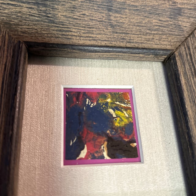 3 Original Miniature 70’s Abstract Paintings- Set of Three For Sale In Philadelphia - Image 6 of 9