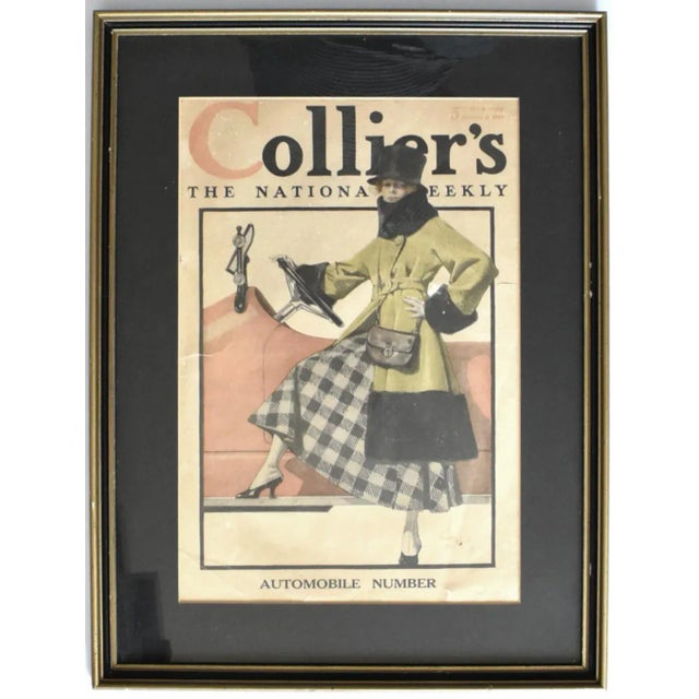 Wood Antique 1917 Collier's Weekly Automobile Number Framed Print For Sale - Image 7 of 7