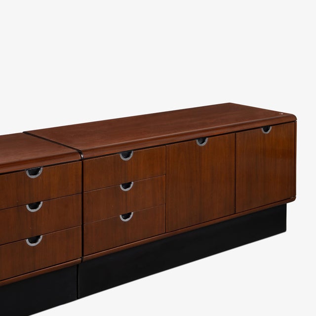 Wood Custom Knoll Credenza in Mahogany & Chrome For Sale - Image 7 of 10