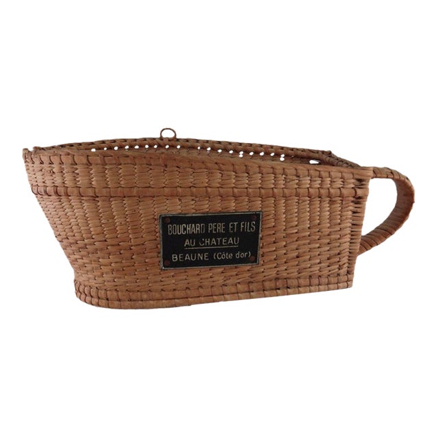 Vintage Boho Chic Wine Bottle Basket For Sale