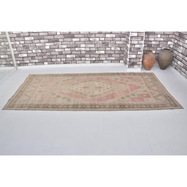 Handmade wool carpet in Turkish Anatolia , Vintage Oushak Rug,Turkish Vintage Anatolian Rug, Handmade wool Rug . One Of...