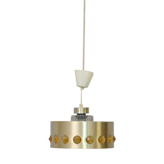 Ceiling Lamp with Metal and Glass, 1960s For Sale