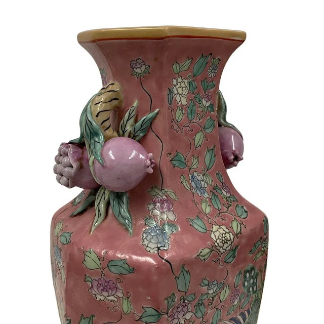 Rose 19th Century Antique Chinese Famille Rose Vase With Mark For Sale - Image 8 of 13