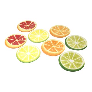 Lemon Lime Orange Grapefruit Citrus Fruit Salad Plates - Set of 8 For Sale