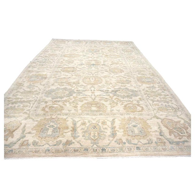 Afghan Sultanabad Wool 10x14 Ivory, Yellow & Charcoal Handmade Area Rug #1142156 For Sale - Image 4 of 10