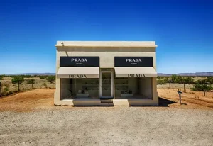 "Prada Marfa" Print by M. Haupt Framed in White