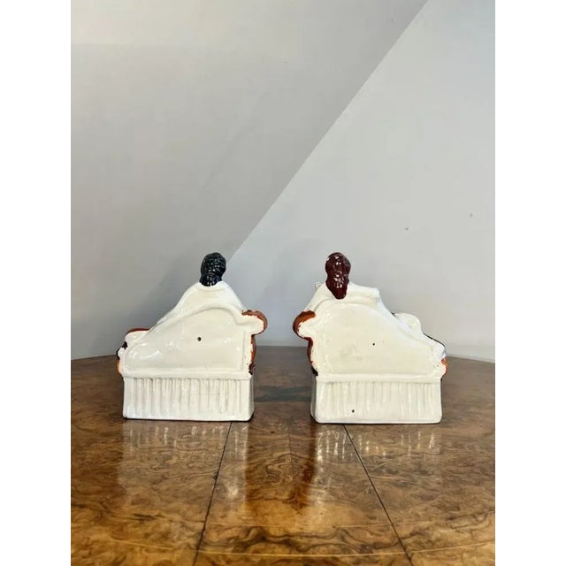 Ceramic Antique Victorian Staffordshire Bookends, 1860, Set of 2 For Sale - Image 7 of 8