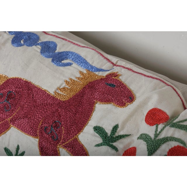 1960s Suzani Horse Bedding Pillows Made From Tashkent Suzani For Sale - Image 5 of 7