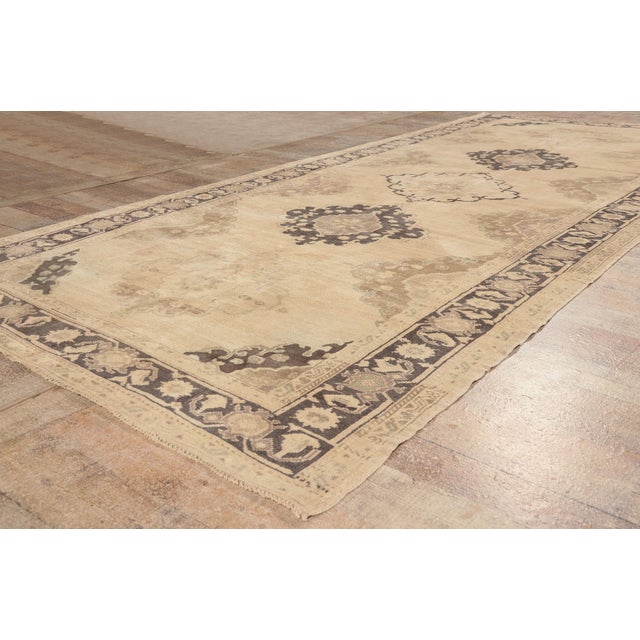Beige Vintage Turkish Oushak Rug, 05'00 X 12'00 For Sale - Image 8 of 10