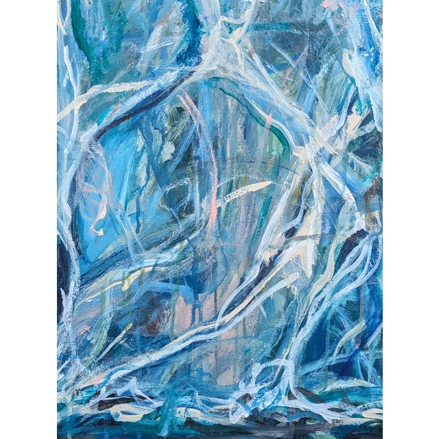 Textile Kristi Haines Herman “Helping You Say Goodbye To Me” Contemporary Gestural Blue Abstract Painting, 2024 For Sale - Image 7 of 10
