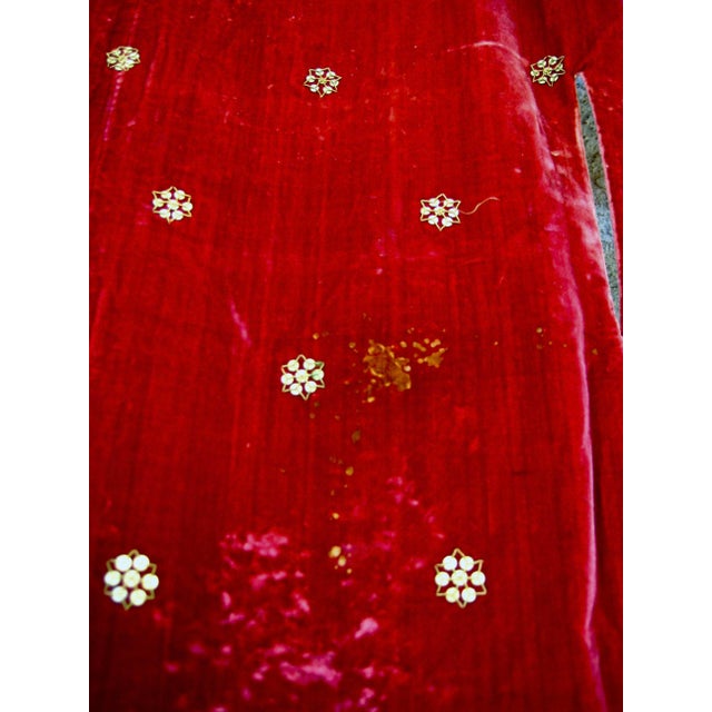 Religious Altar Gold Embroidery on Red Velvet 19 Century For Sale - Image 10 of 15