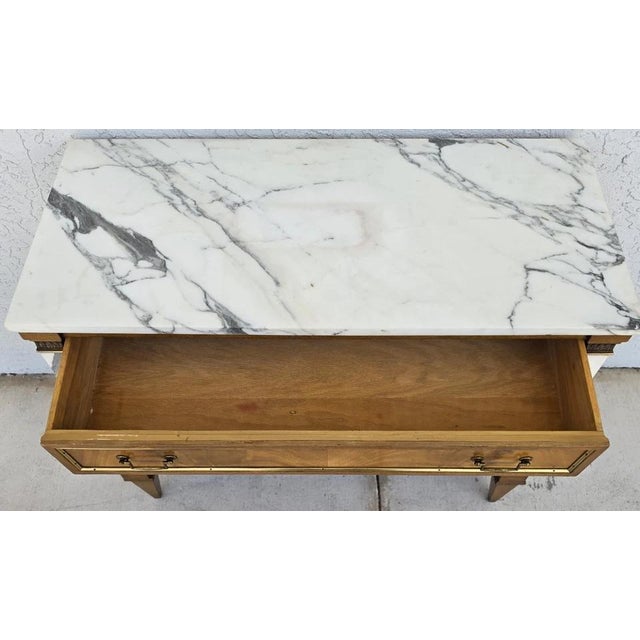 Mid Century Louis XVI Maison Jansen Style Marble Top Commode Dresser Sideboard For Sale - Image 13 of 15