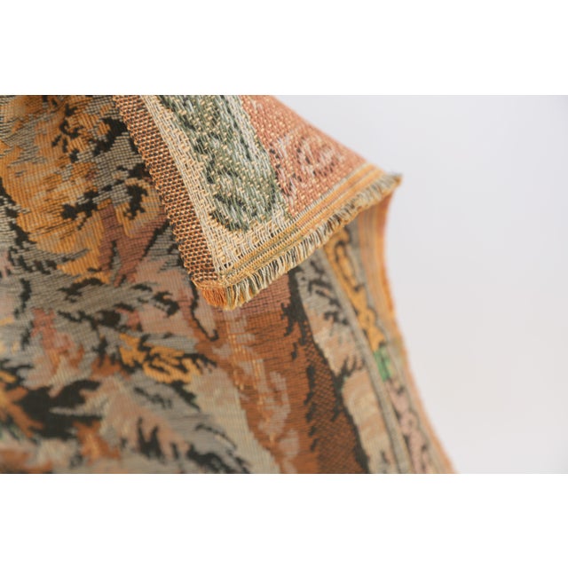Vintage Alpine Mountain Chalet Deer Woodland Scene Flemish Tapestry For Sale - Image 14 of 18