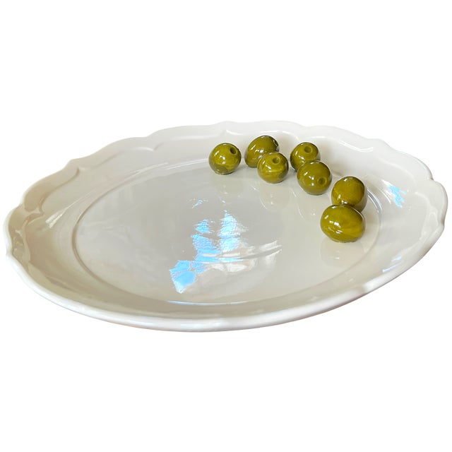 Bordallo Pinheiro Vintage Til Trompe L’Oeil Ceramic Olive Serving Plate, in the Style of Este Ceramiche Made in Japan, 10" For Sale - Image 4 of 11
