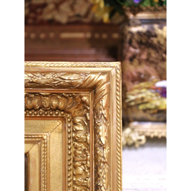 19th Century French Floral Still Life Oil on Canvas in Carved Giltwood Frame For Sale In Dallas - Image 6 of 8