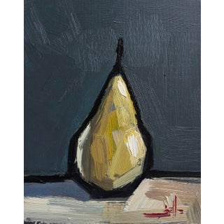 Green Pear Still Life Oil Painting by Vivek Mandalia For Sale