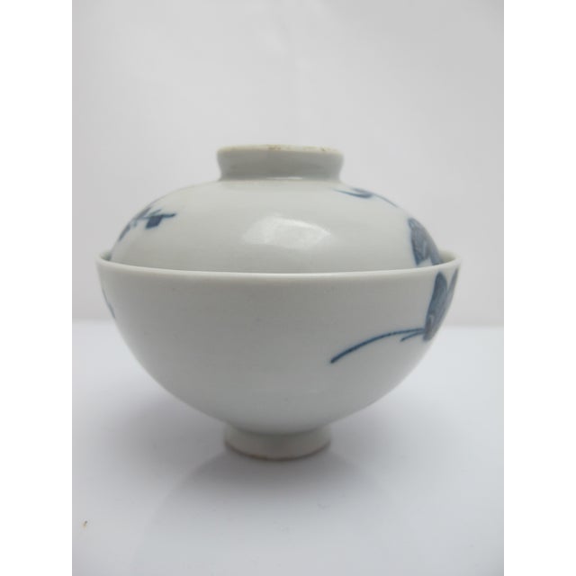 Japanese Sometsuke Blue Porcelain Soup or Rice Bowl With Lid For Sale - Image 4 of 11