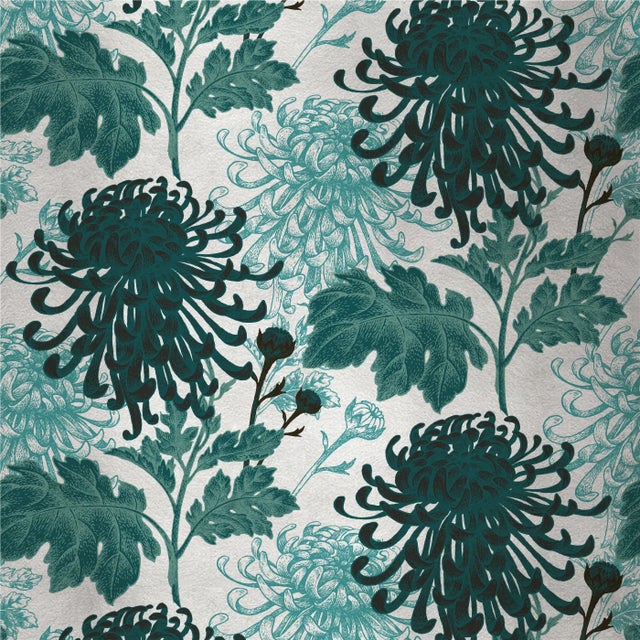 Contemporary Mixed Dahlia 4 Fabric Wall Covering by Chiara Mennini for Midsummer-Milano For Sale - Image 3 of 3