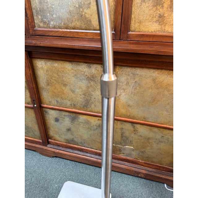 Arching Chrome Floor Lamp With Marble Base For Sale - Image 9 of 12