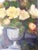Mid-Century Floral Oil Painting of Roses | Ornate Whitewashed & Gilt Frame | Romantic Cottagecore Still LifeRoses For Sale - Image 4 of 10