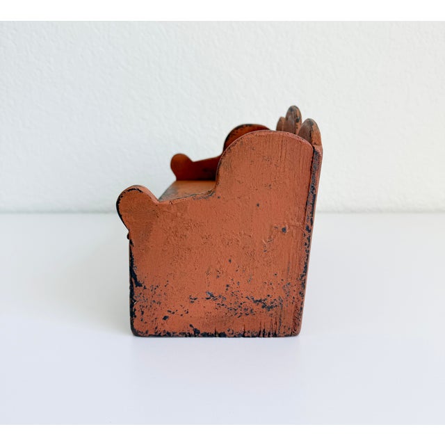 Mid 20th Century Primitive Wood Box With Scalloped Back For Sale - Image 5 of 14