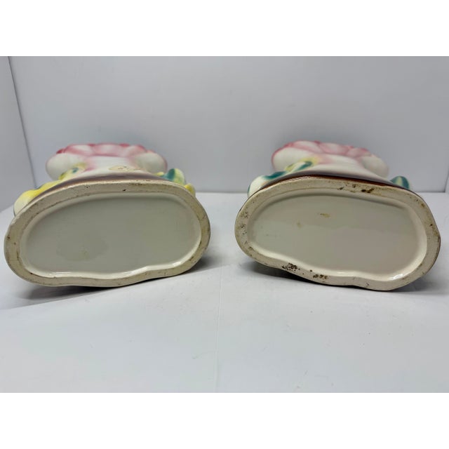 Mid 20th Century 1950s Mid-Century Iridescent Glazed Ceramic Woodland Deer & Fawn Pocket Vases - A Pair For Sale - Image 5 of 5