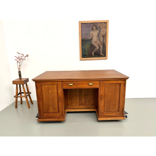 Double-Sided Oak Shop Counter, 1890s For Sale - Image 3 of 18