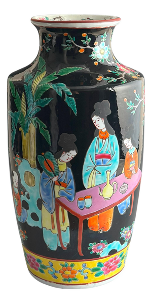 Japanese Famille Noire Porcelain Vase by Yamatoku, 1950s