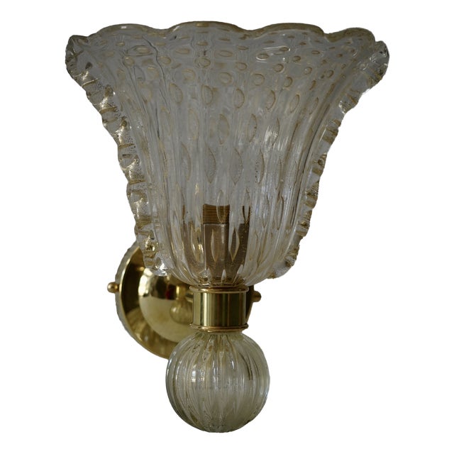 Murano Art Glass and Brass Wall Light, 2000s For Sale