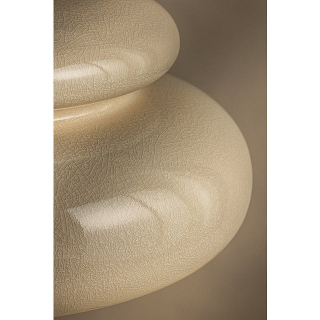 Contemporary Mitzi Pia 16 in. 1 Light Pendant in Aged Brass and Ceramic Butter Crackle Finish For Sale - Image 3 of 14