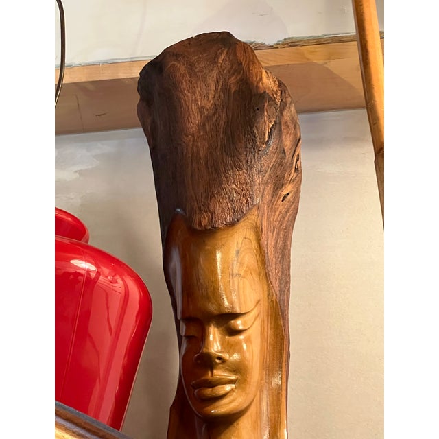 Vintage Carving in Wood Bark Trunk For Sale - Image 4 of 4