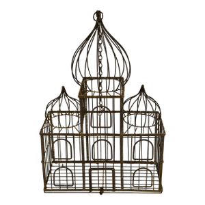 Antique Wire English Georgian Turreted Bird Cage