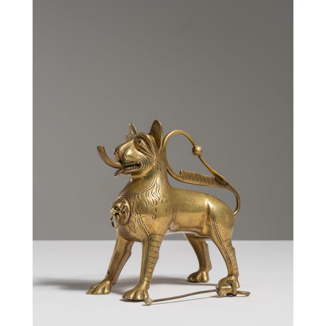 19th Century 19th Century Brass Lion Aquamanile Oil Lamp For Sale - Image 5 of 15