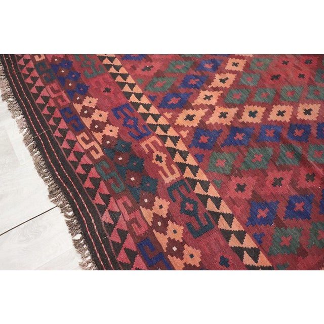 Afghan Kilim Rug, 1920s For Sale - Image 11 of 18