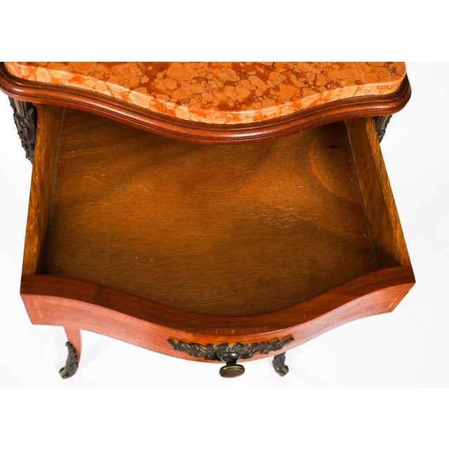 Antique French Louis XV Parquetry Bombe Bedside Tables, 1800s, Set of 2 For Sale - Image 9 of 18