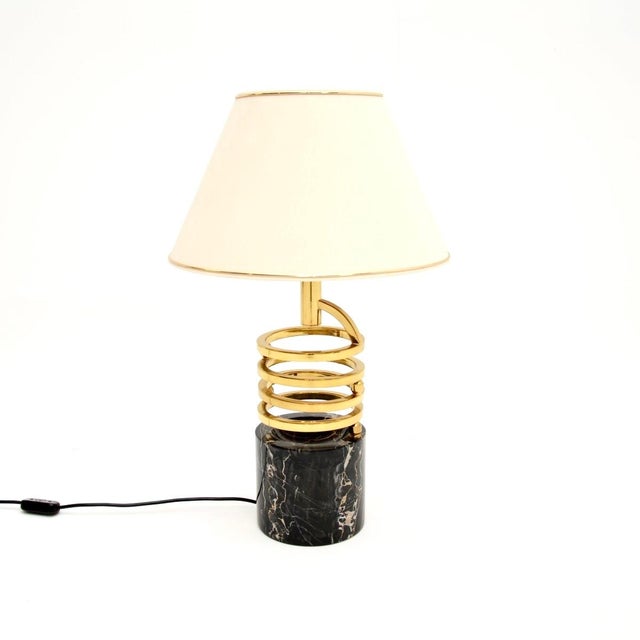 Mid-Century Modern Vintage Italian Marble and Brass Table Lamp by Banci Firenze, 1970s For Sale - Image 3 of 11