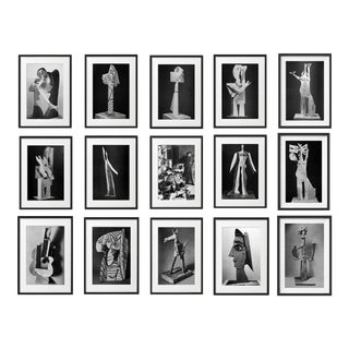 "Picasso's Sculptures (2)" Contemporary Black and White Gallery Wall of Photographs, Framed - Set of 15 For Sale
