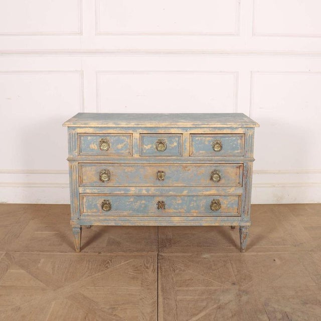 Late 19th century French bleached and painted walnut commode. 1890. Internal reference: C This piece is designed in the...