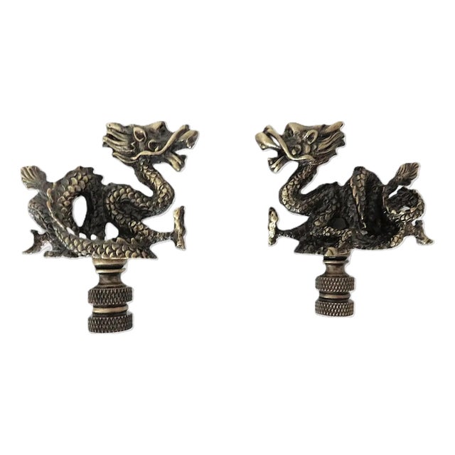 Chinese Dragon Lamp Finials - a Pair For Sale