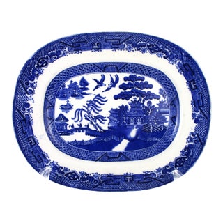 Deep Cobalt House of Blue Willow Small Platter Made in England For Sale
