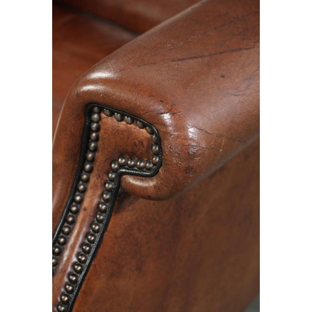 Sheepskin Wing Armchair with Black Piping For Sale - Image 10 of 18