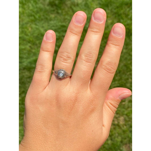 The Davis Drive: Art Deco Engagement Ring in White Gold For Sale - Image 10 of 11