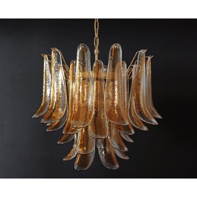 Vintage Italian Murano Chandelier with 36 Lattimo Amber Glass Petals, 1990s For Sale - Image 17 of 17