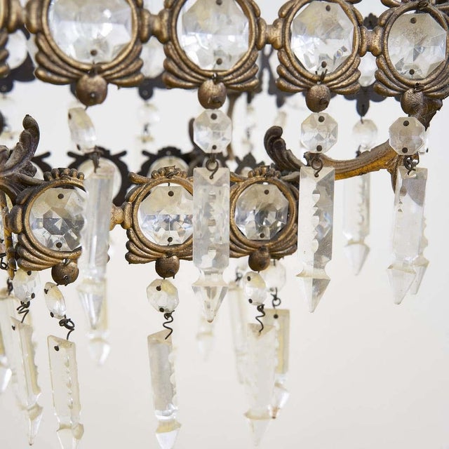 1930s Metal and Glass Chandelier For Sale - Image 3 of 10