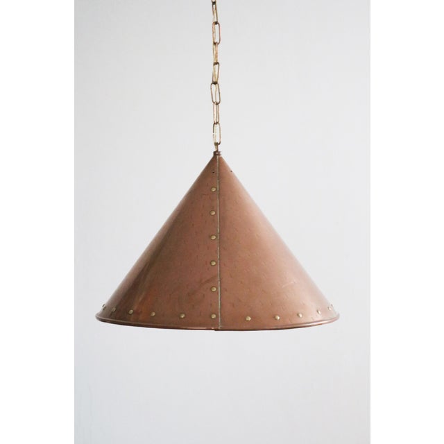 Danish Brutalist Hand-Hammered Copper Pendant Lamp from ES Horn Aalestrup, 1960s For Sale - Image 6 of 8