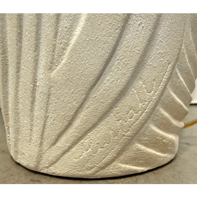 Tall Pair of Plaster Table Lamps With Relief Herons and Leaves From 80's For Sale - Image 9 of 12