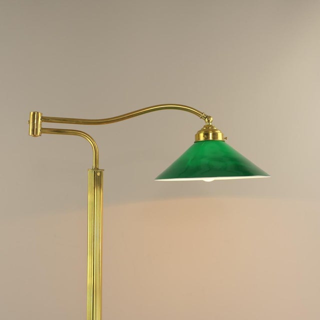 Adjustable Brass Floor Lamp with Green Shade, Italy, 1930s For Sale - Image 11 of 17